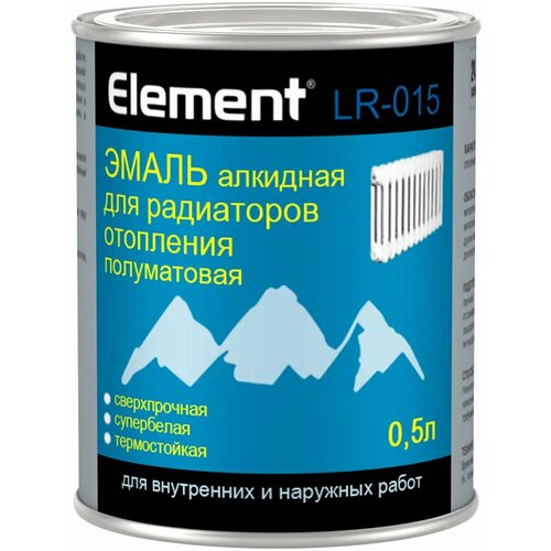 Эмаль алкидная для радиаторов отопления сверхпрочная Alpa Element LR 015 500 мл супербелая