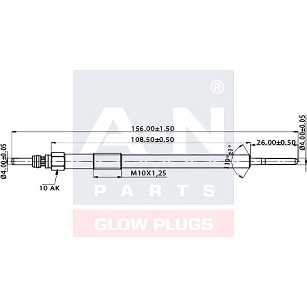 A-N PARTS 156044 свеча накаливания ssangyong actyon sports I 2.0 xdi Korando (Корандо) 2.0 e-xdi rexton 2.0 xdi