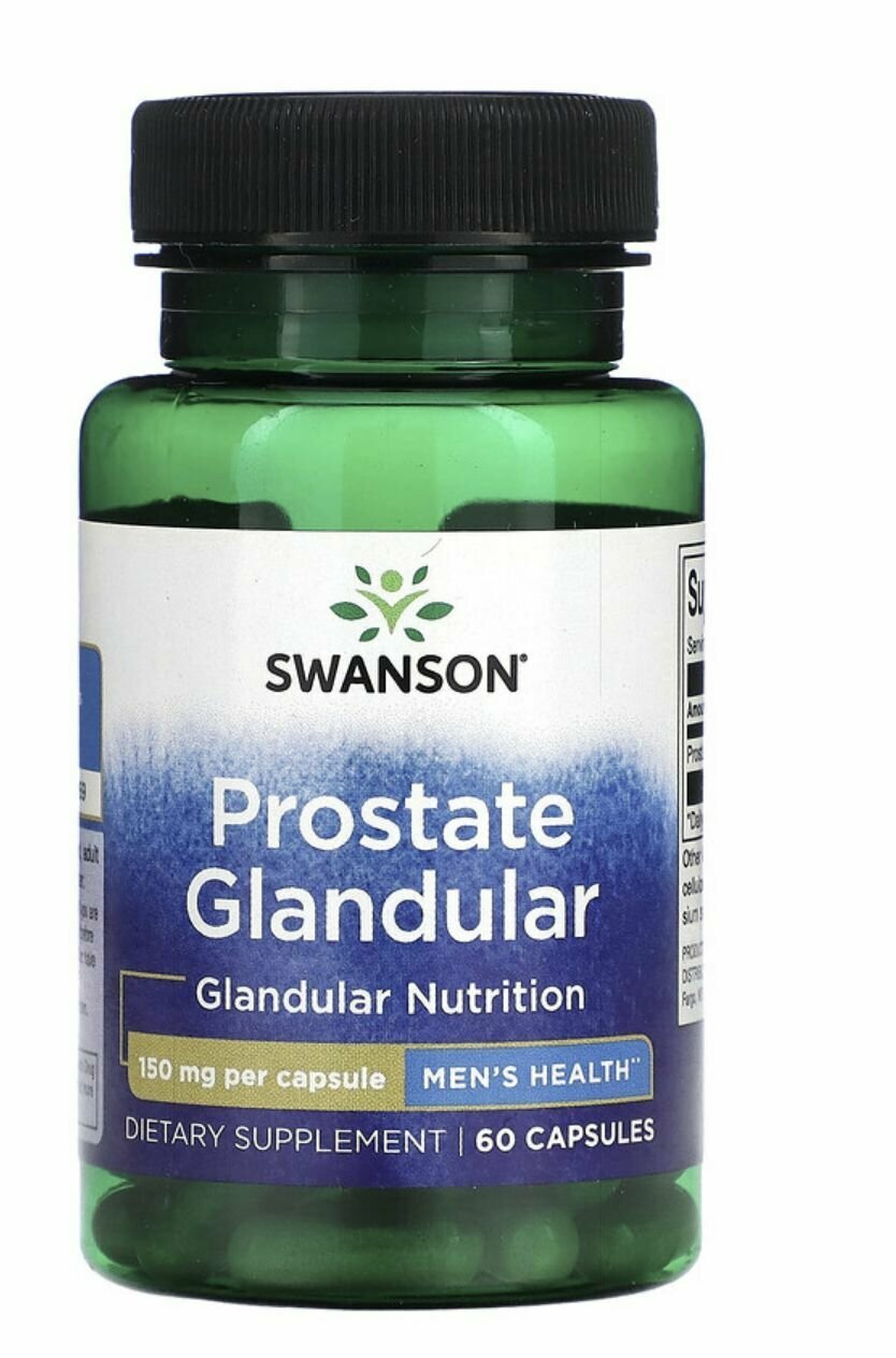 Swanson, Prostate Glandular, Экстракт предстательной железы,150 мг, 60 шт.