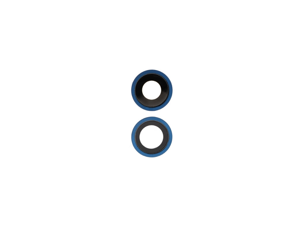 Стекло камеры для iPhone 12/12 mini (синий) в сборе (комплект 2 шт)