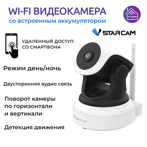 WiFi видеокамера поворотная 2Мп с аккумулятором 499000₽