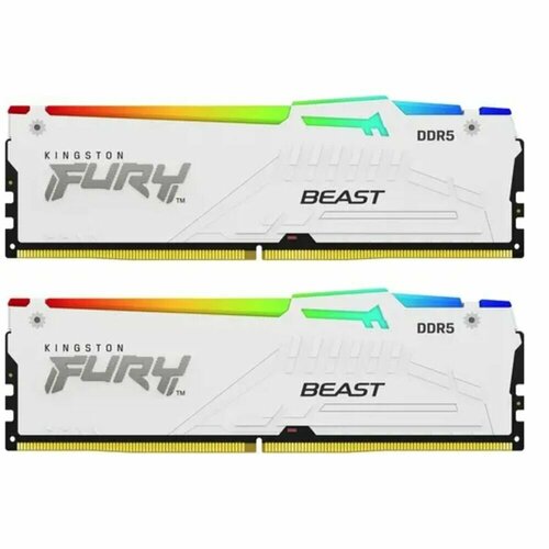 Модуль памяти DIMM 64Gb 2х32Gb DDR5 PC48000 6000MHz Kingston Fury Beast RGB White KF560C40BWAK2-64 3995600₽
