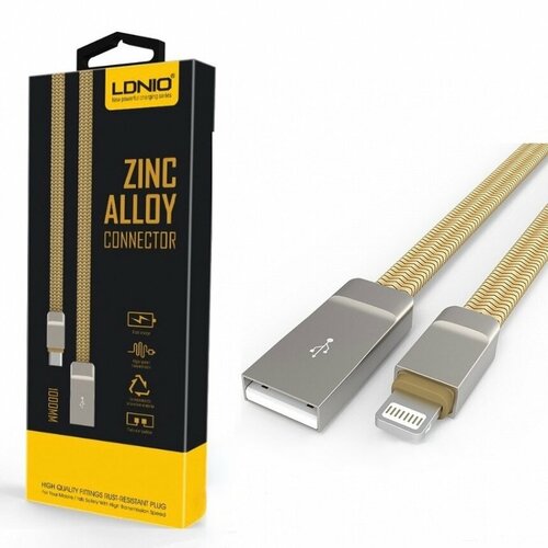 Кабель USB Lightning LDNIO LS20 1 метр, золотой азу 1usb usb c ldnio c509q кабель lightning черно золотой