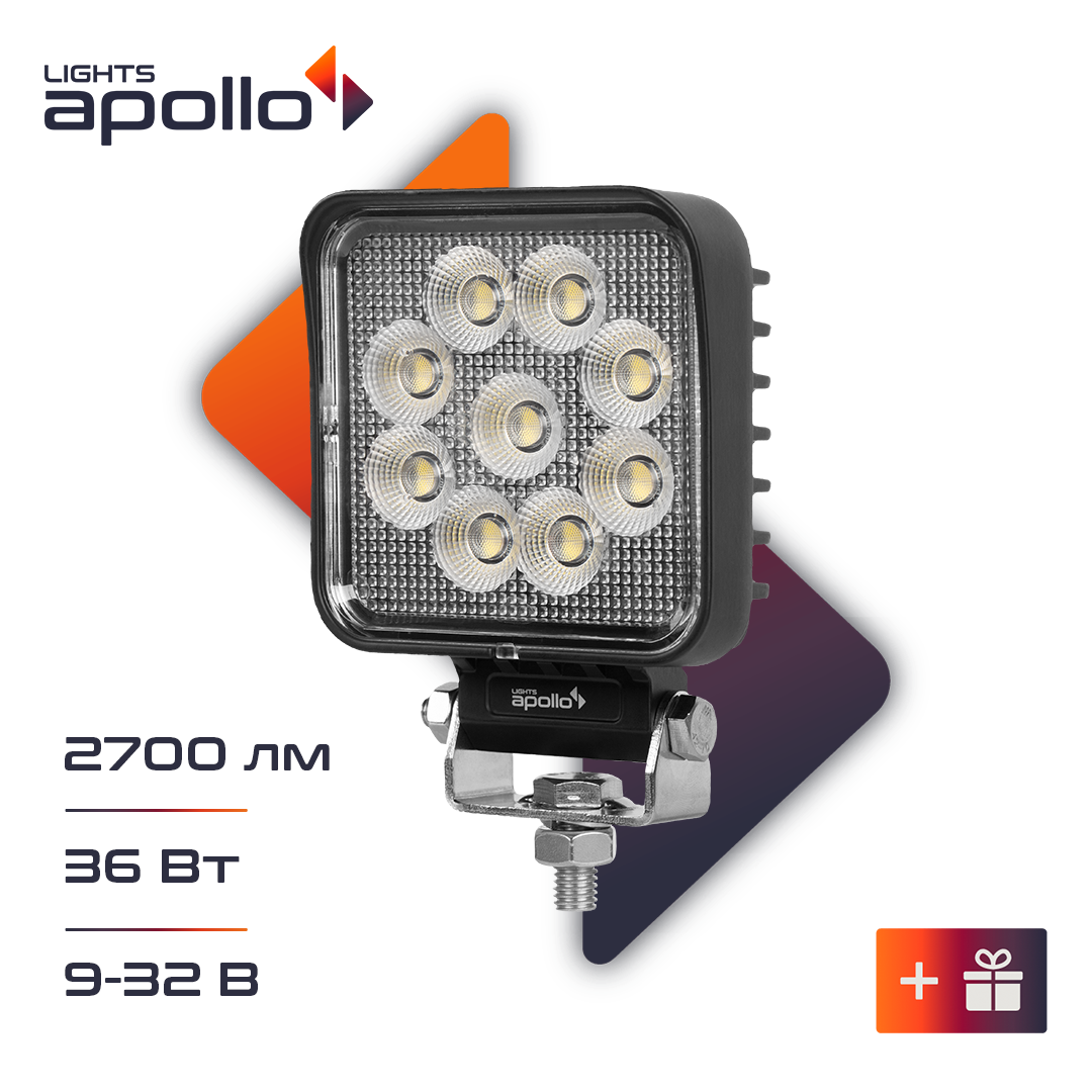 Фары светодиодные 10806-4362 LIGHTS APOLLO 36W, 9-32V Ближний свет без СТГ Flood