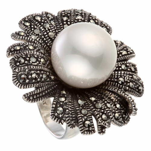 фото Кольцо element47, серебро, 925 проба, жемчуг имитация, размер 16.25