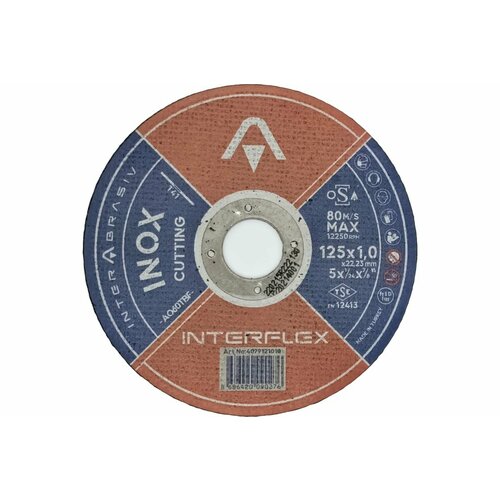 Круг отрезной круг INOX A060TBF 125x1x22 мм, Т41, нержавеющая сталь, металл Interflex 4079121010
