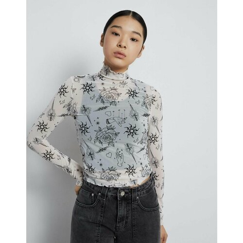 фото Лонгслив gloria jeans, размер 12-14л/158-164, черный, белый