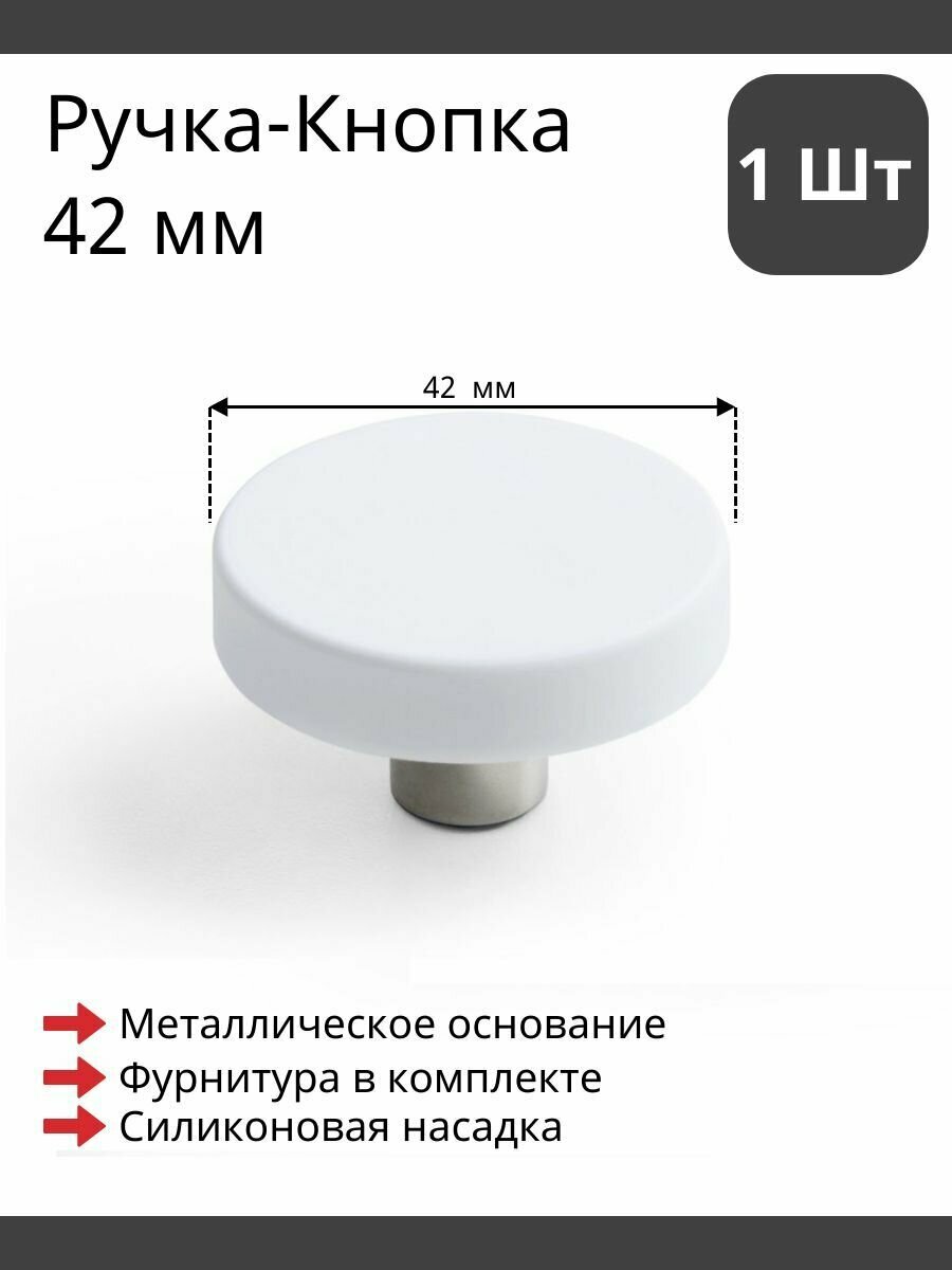 Мебельная ручка кнопка детская BEZE RC602 W - Белый 1 шт