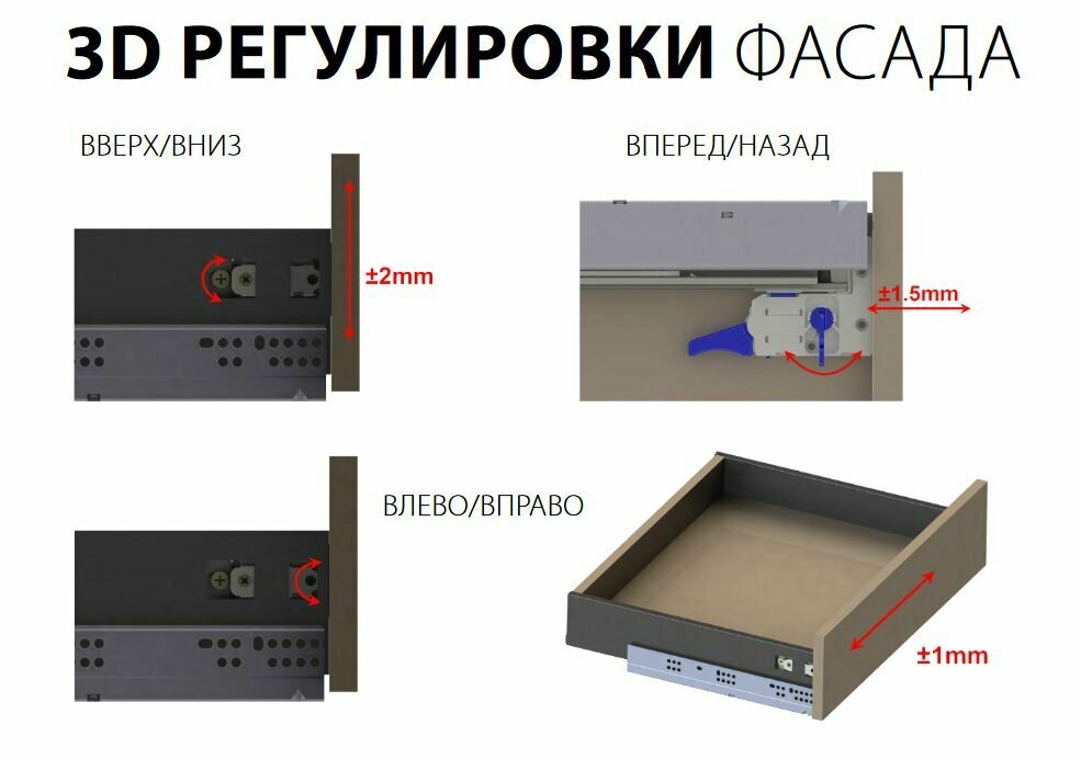 Ящик тонкостенный металлический Push Open H80мм L500мм, антрацит - фотография № 5