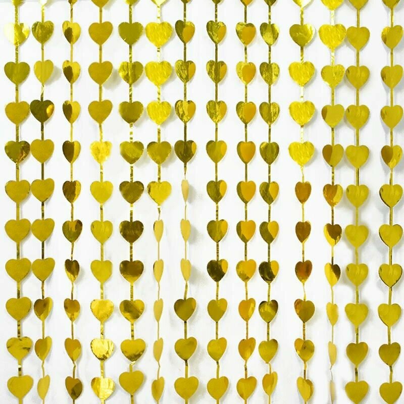 Занавес фольгированный Сердца золотые 100х200 см