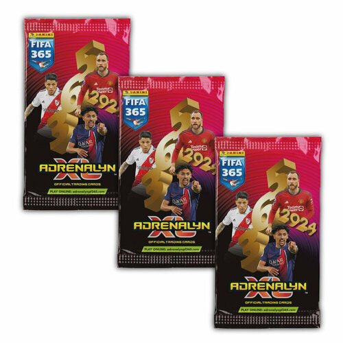 Panini / 3 пакетика футбольных карточек Adrenalyn XL 2024 FIFA 365 / 18 коллекционных карточек с футболистами любителям панини panini блистер футбольных наклеек 8 пакетиков испанская ла лига 2023 24 подарочный набор с футболистами любителям панини