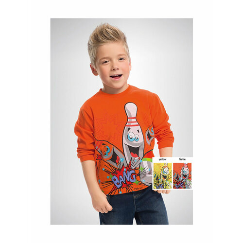 фото Лонгслив pelican, размер 3/98, красный, оранжевый