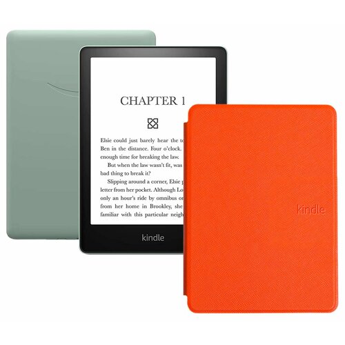 Электронная книга Amazon Kindle PaperWhite 2021 16Gb Ad-Supported Agave Green с обложкой ReaderONE PaperWhite 2021 Orange