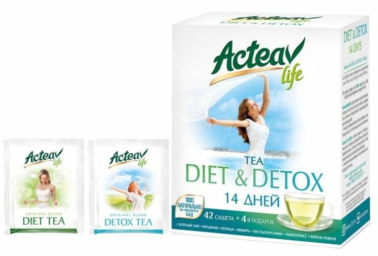 Чай ассорти Hyleys Acteav Life DIET & DETOX 14 дней 46 сашетов