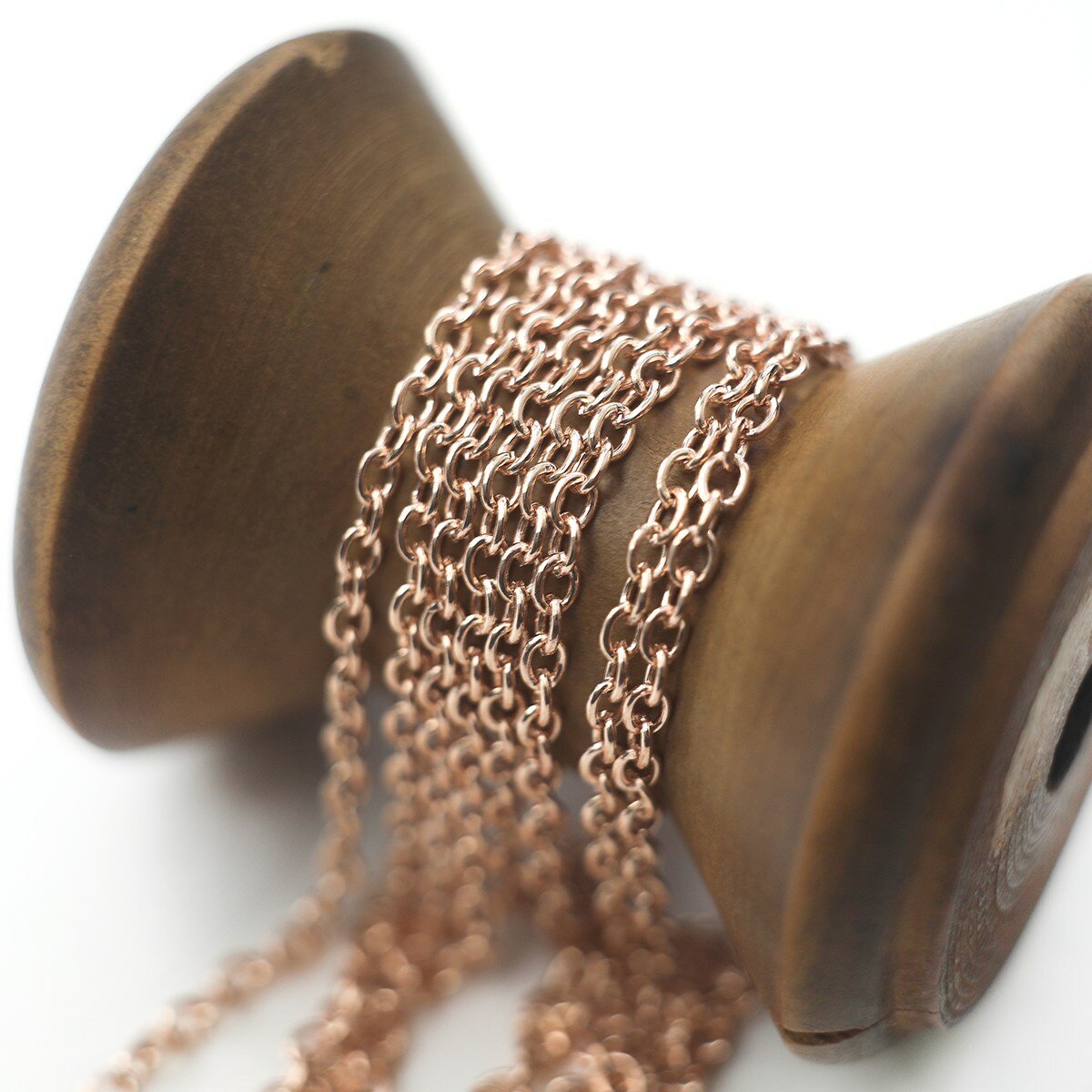 Цепь декоративная для бижутерии 6 м / цепочка для рукоделия /фурнитура для украшений сталь цвет розовое золото 3x2x0.5 мм