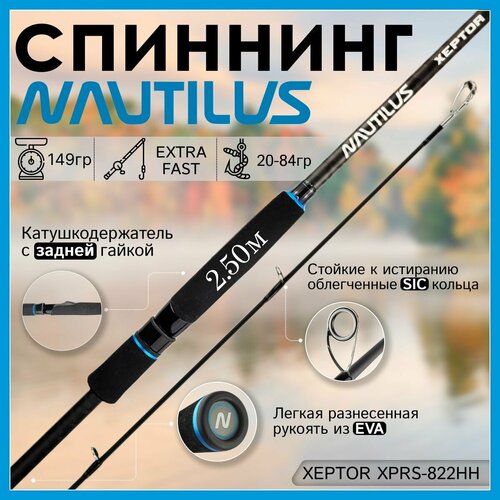 Спиннинг Nautilus XEPTOR XPRS-822HH 2.50м 20-84гр спиннинг nautilus xeptor xprs 822m 250см 7 28гр