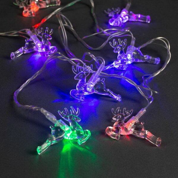 Гирлянда "Нить" 5 м с насадками "Олени", IP20, прозрачная нить, 20 LED, свечение мульти