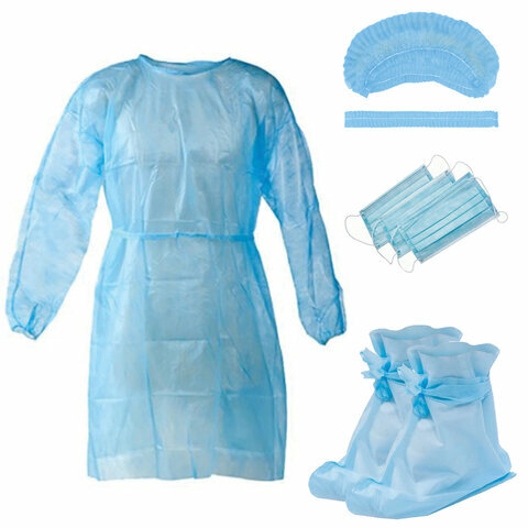 Комплект одежды защитный стерильный (халат, шапочка, маска, бахилы), NF, ш/к 34461