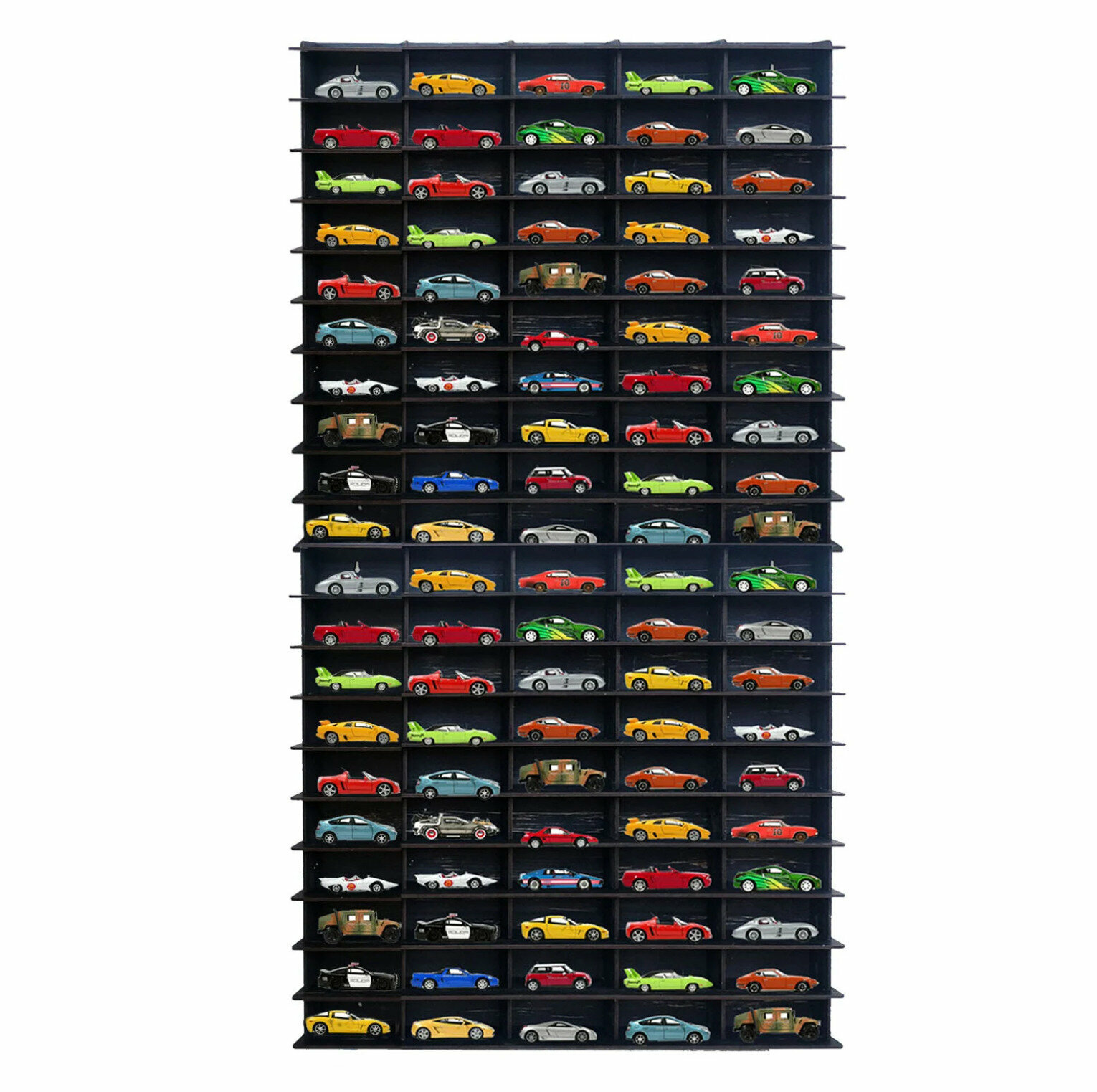 Органайзер вертикальный настенный, деревянный, для коллекции машинок масштабом 1:64, 100 ячеек