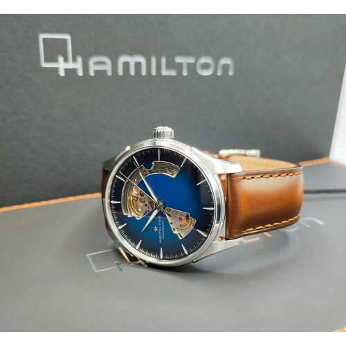 Наручные часы Hamilton H32675540, синий, коричневый часы hamilton jazzmaster open heart lady auto h32215890