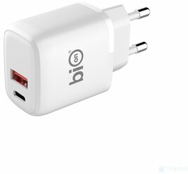 Bion Сетевое Зарядное Устройство, USB-A + USB-C, PowerDelivery, 18 Вт, белый [BXP-ADP-PD-AC-18W]