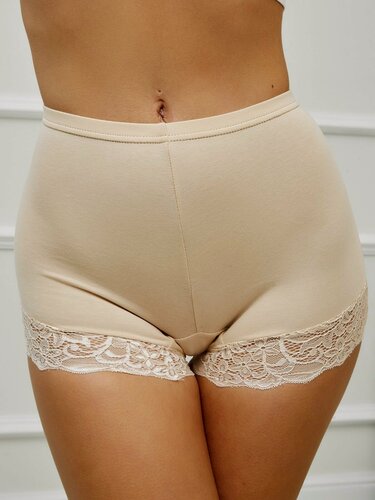 Изображение товара Трусы Шорты женские хлопок Senso больших размеров с высокой посадкой и кружевной отделкой