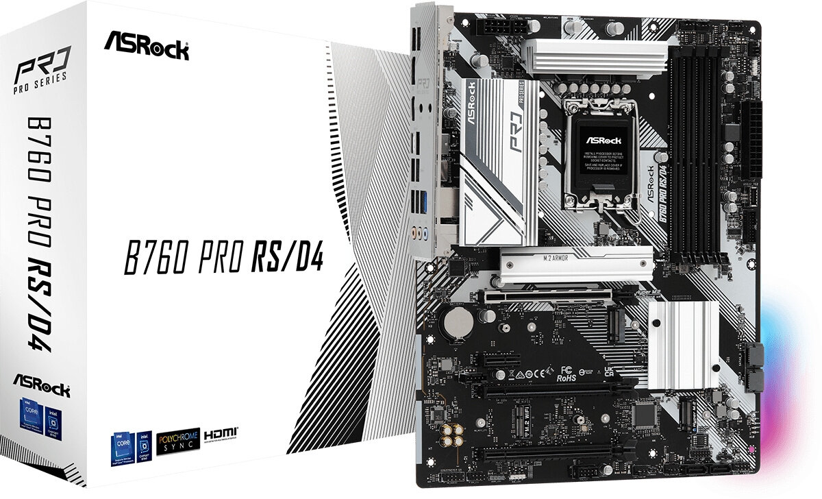 Asrock Материнская плата Asrock B760 PRO RS/D4 WIFI Soc-1700 Intel B760 4xDDR4 ATX AC`97 8ch(71) 25Gg RAID+HDMI+DP