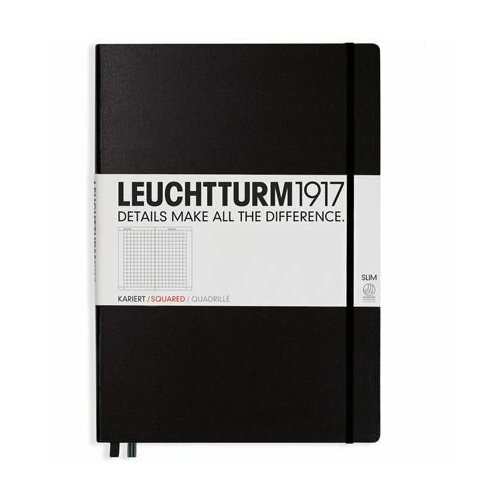 Записная книжка Leuchtturm Master Slim A4+ в клетку черная 123 стр.