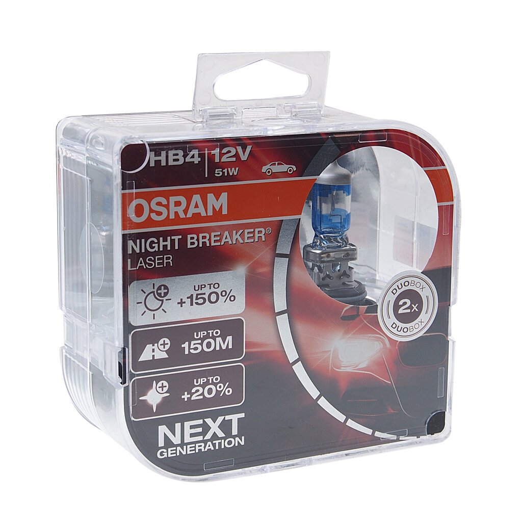 Лампа 12V HB4 51W P22d +150% 3950K бокс (2шт.) Night Breaker Laser OSRAM