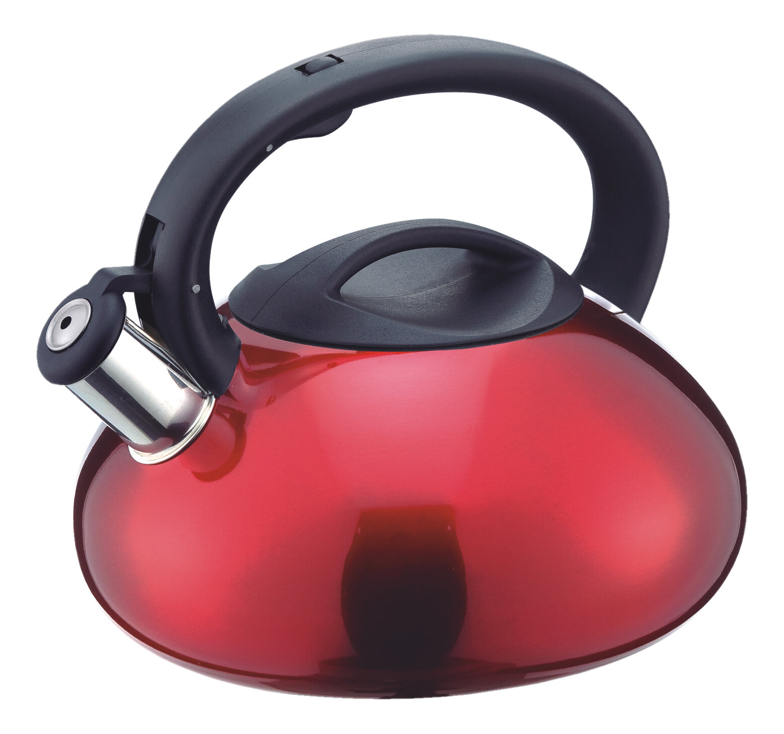 Чайник цельнометаллический, со свистком, Mallony MAL-103-R, подходит для всех типов плит, 3 л, красный