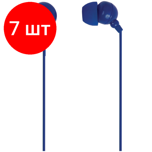 Комплект 7 шт, Наушники-вкладыши SmartBuy Color Trend, 1.2м, синий наушники smartbuy color trend mini jack 3 5 mm белый