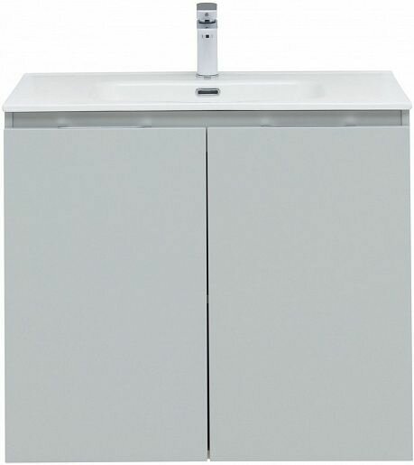 Тумба с раковиной Aquanet Алвита New 70 2 дверцы подвесная серая матовая