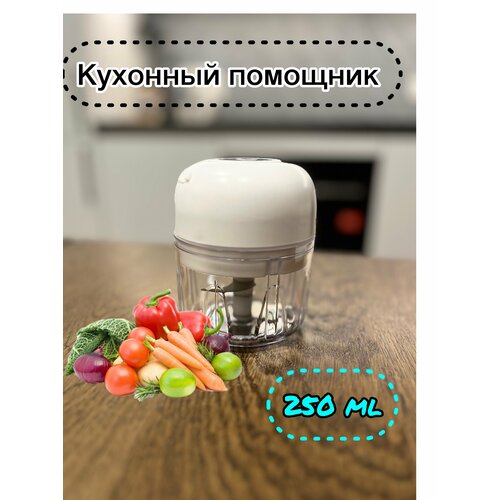 Измельчитель электрический кухонный овощерезка электрическая мини блендер чаша 25о мл для мяса овощей фруктов белая 55000₽