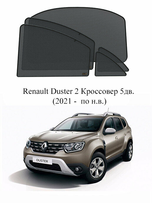 Каркасные автошторки на заднюю полусферу Renault Duster 2 Кроссовер 5дв. (2021 - по н. в.)