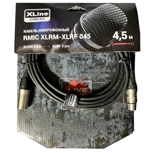 Xline Cables RMIC XLRM-XLRF 045 Кабель микрофонный XLR 3 pin male XLR 3 pin female длина 4.5м 4 pcs xlr 3 pin female to 6 35mm mono male plug audio cable microphone adapter xlr female to 1 4 inch mono ts male adaptor parts