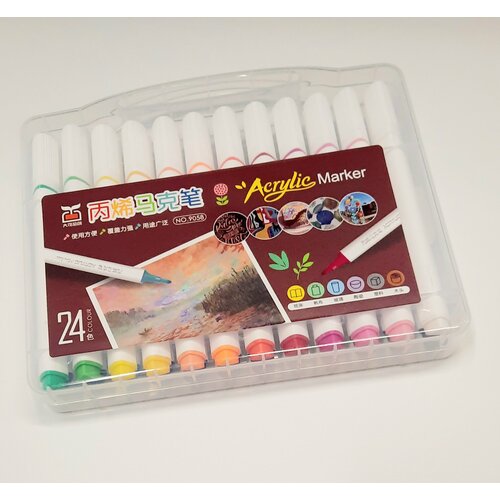 Набор акриловых маркеров 24 цвета в пластиковом чемоданчике