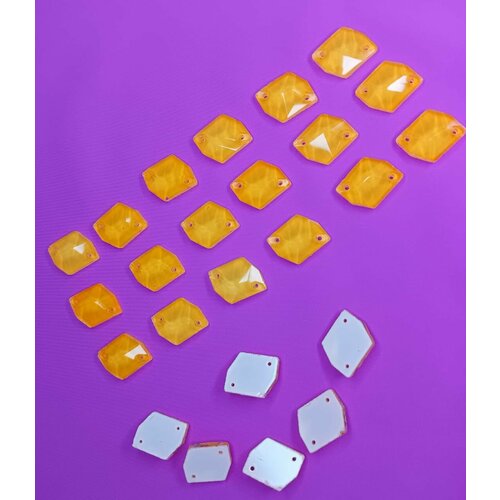 Пришивные стразы Неон Ромб, 10-14 мм, 24 шт.