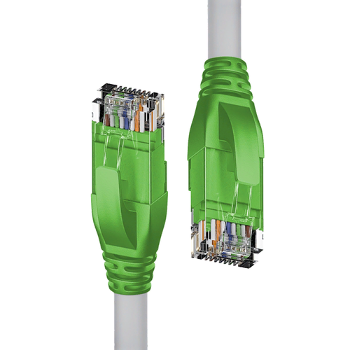 Патч-корд 4PH прямой 0.5m UTP кат.5e, серый, зеленые коннекторы, 24 AWG, литой, ethernet high speed 1 Гбит/с, RJ45, T568B патч корд литой telecom utp кат 5e серый 1 5м 1 200