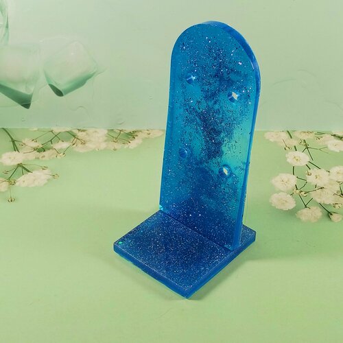 фото Подставка для серег подставка для сережек из эпоксидной смолы, 5х11х5 см, синий нет бренда