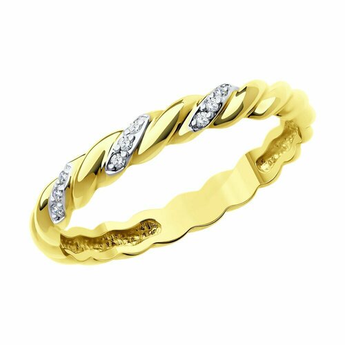 Кольцо обручальное SOKOLOV, желтое золото, 585 проба, бриллиант, размер 16.5