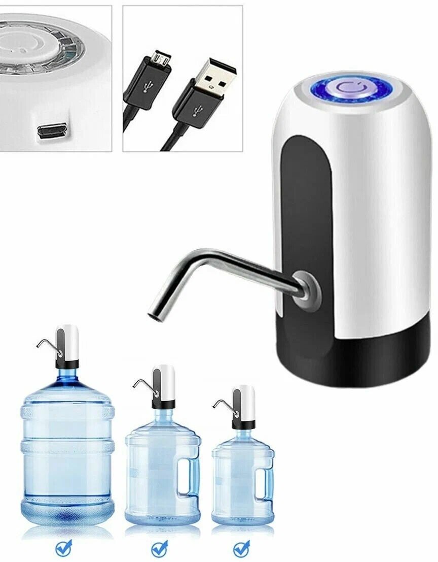 Помпа для воды электрическая для бутыли 19 л с аккумулятором и зарядкой USB - фотография № 4