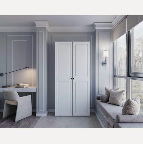 Изображение товара Шкаф ARNIKA "Софт ШК-02", двухстворчатый, ЛДСП, МДФ, белый, 217.6x100.2x61