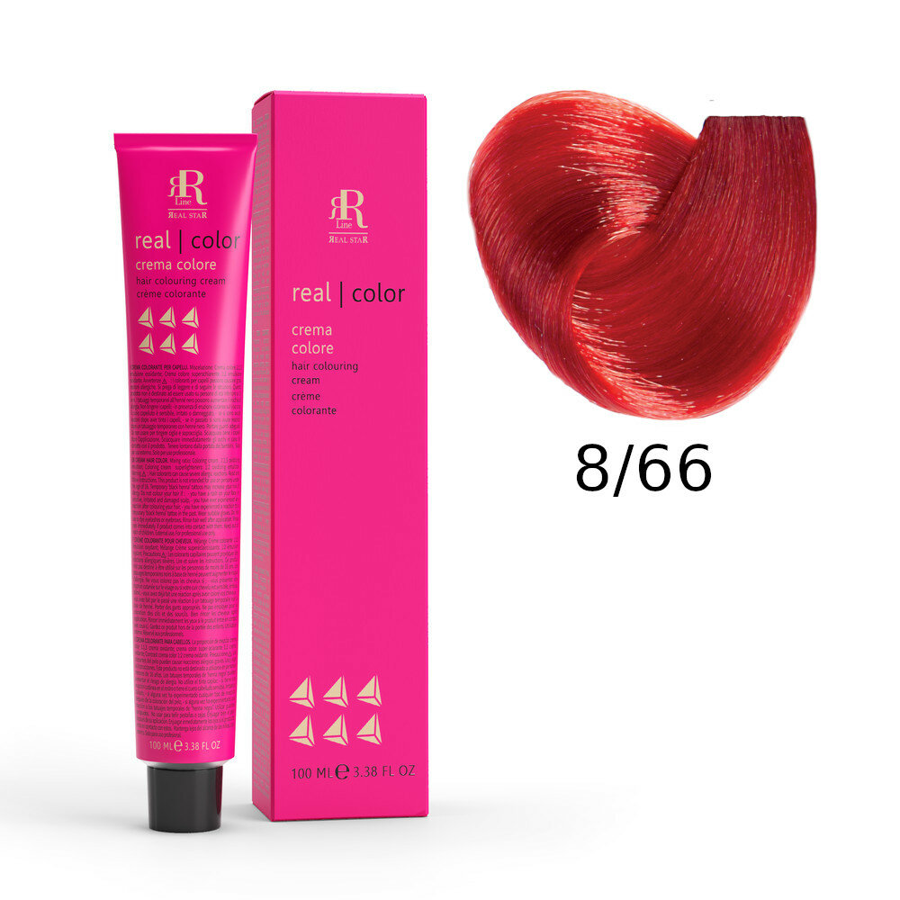 Крем - краска для волос профессиональная RR Line Colouring Cream 8/66 Светлый русый Интенсивный красный 100 мл