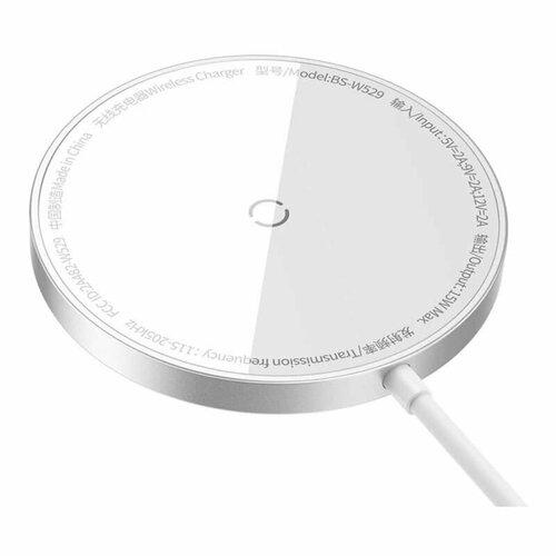 фото Магнитное беспроводное зарядное устройство baseus simple mini3 magnetic wireless charger 15w silver (ccjj040012)