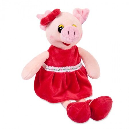 Мягкая игрушка ABtoys "Свинка в розовом платье", 16см