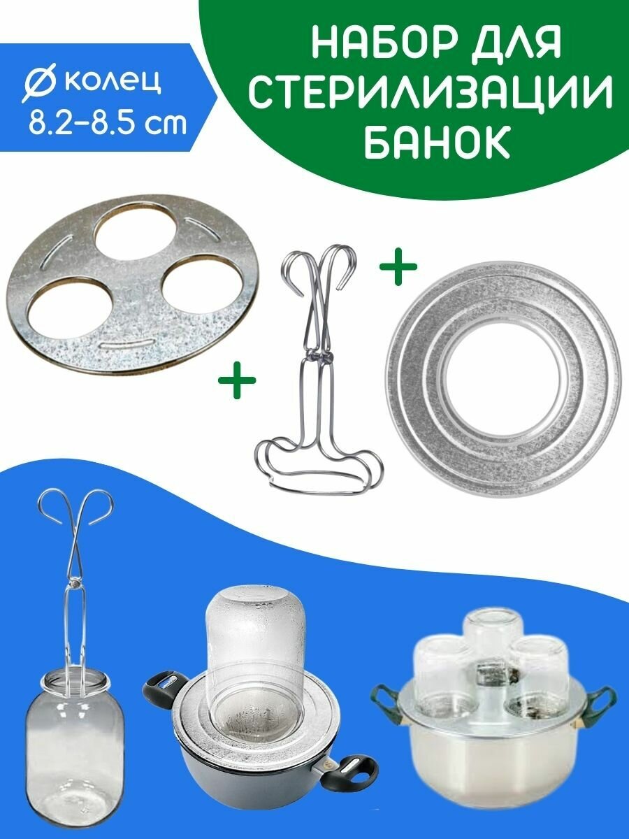 фото Благодатный мир Набор для консервирования стерилизатор на 1 и 3 банки, захват и крышка для слива