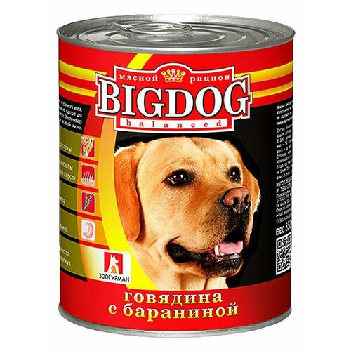 Корм влажный BIG DOG для собак говядина с бараниной 850г