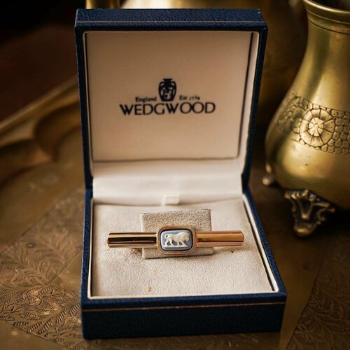 Зажим для галстука Wedgwood, золотой, голубой