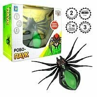 1TOY игрушка Робо-паук (свет, звук, движение), коробка 30*23*10 см, 3 *1,5 В АА (в комп не вход), чер- зеленый