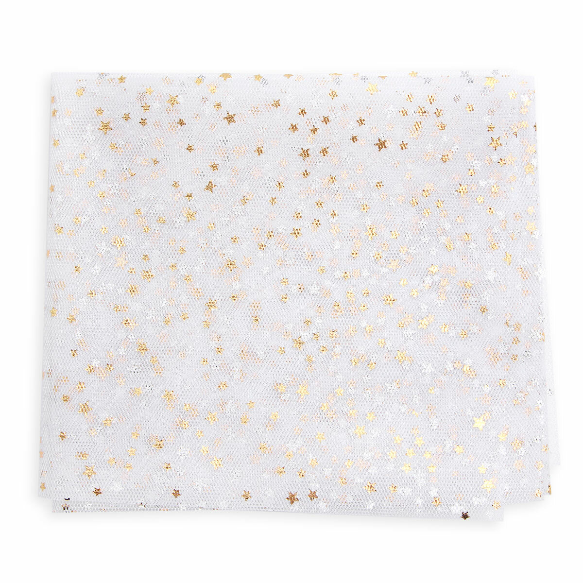 Фатин ткань с блестками, 50х50 см, для шитья и рукоделия (белый) — фото 1